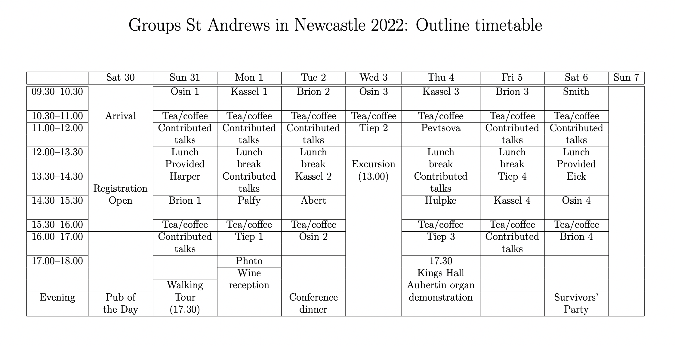 Outline timetable